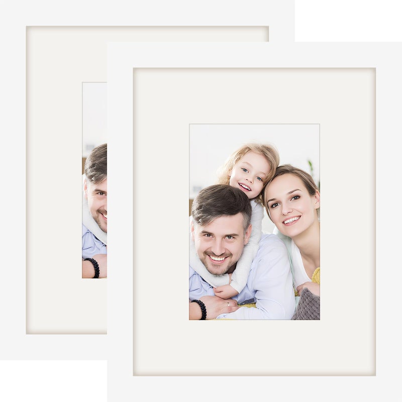 WUTL Picture Frames 8x10 2 Pack Made of Solid Wood White for Wall Mounting and Tabletop Display - Image 1